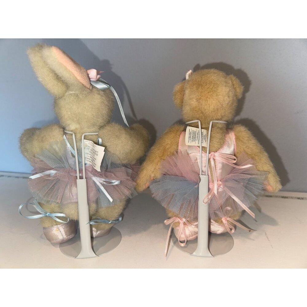 Vtg Muffy Vanderbear 1982 & Hoppy Vanderhare 1990 Ballerina Plush Paw de Deux 8" - Picture 4 of 10